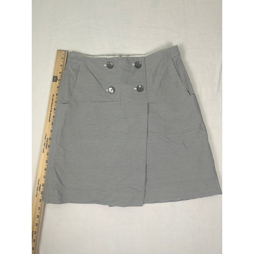 The Limited Wm 6 Navy White Striped ALine Skirt Double Breasted Button Retro 50s